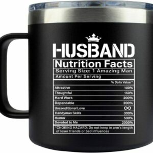 MONDAYSTYLE Gifts for Husband – Husband Gifts from Wife – Anniversary I Love You Gifts for Him – Husband Birthday Gifts – Husband Nutrition Gifts – Husband Mug 14 oz, Black